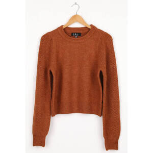 Lulus Warm Tidings Rust Brown Cropped Sweater - Size S